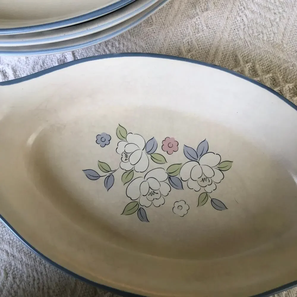 VTG Chantilly Floral‎ Casserole Serving Dish Japan Hand Painted Set of 5 Cottage